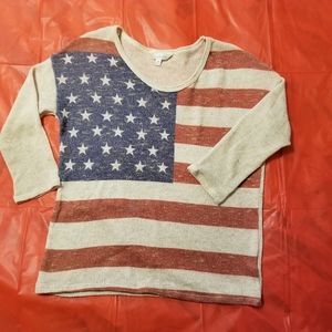 Charming Charlie Flag Motif Sweater Size M
